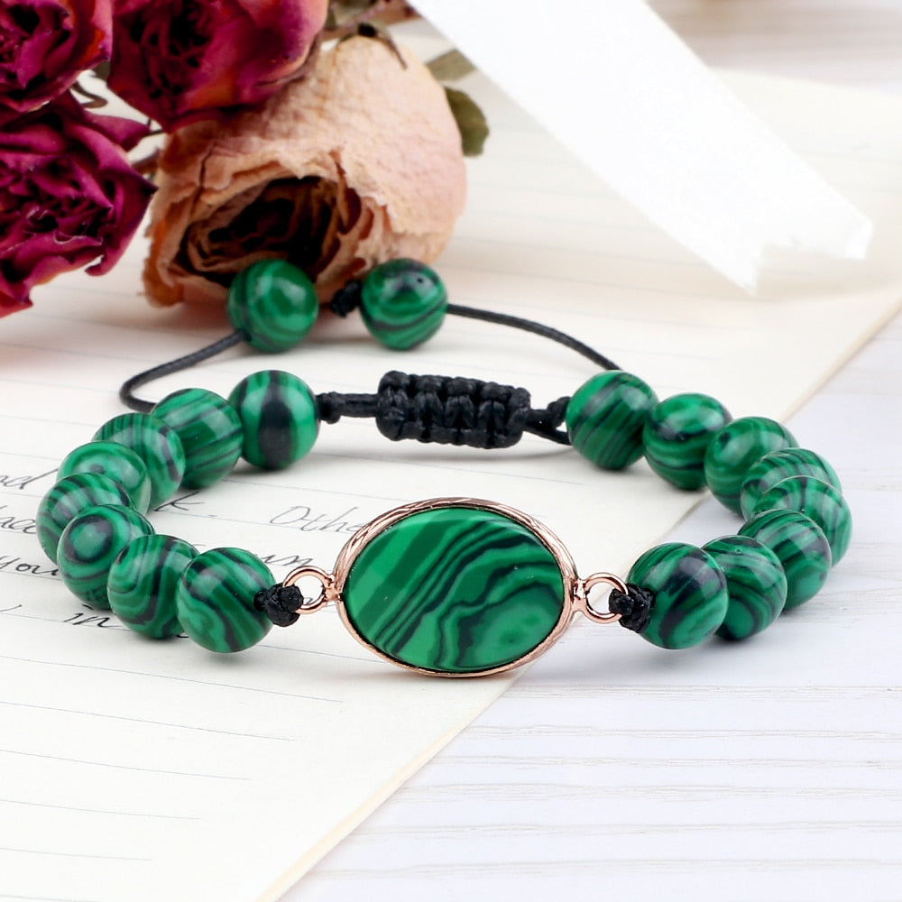 Beaded Charm Green Stone Bangles