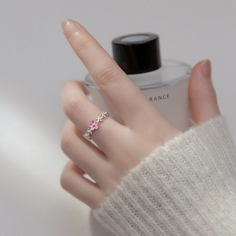 Flower Adjustable Korean Enamel Rings