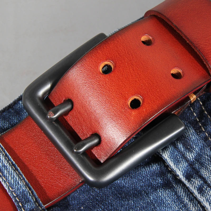 Double-hole Cowhide Leather Belt