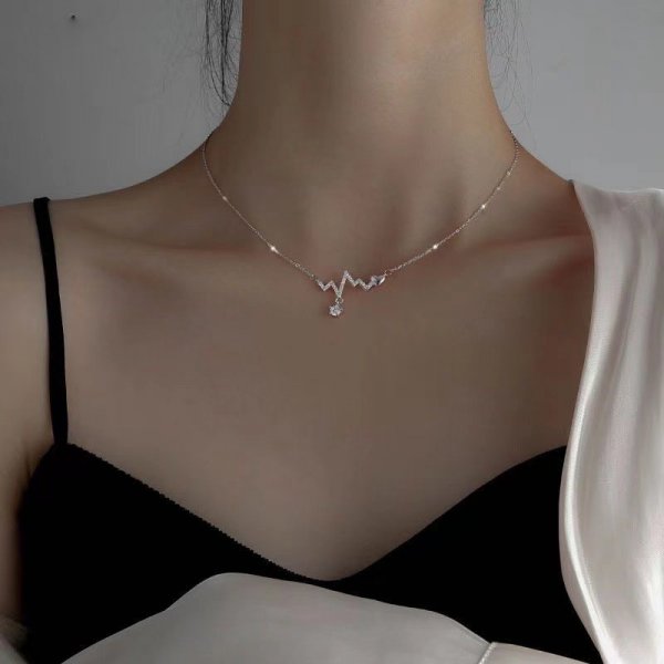 Double Hollow Heart Korean Necklace