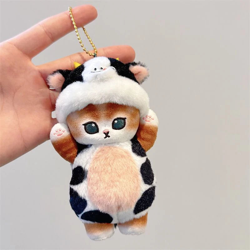 Plush Cat Doll Stuffed Cow Cat Cute Keyrings