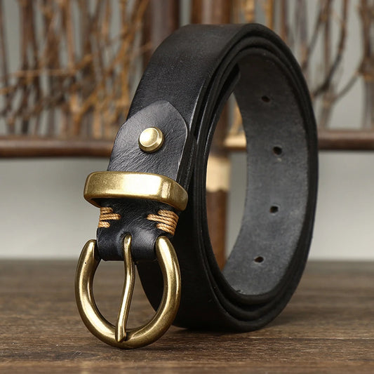 Thick Genuine Leather Pin Buckle Belts