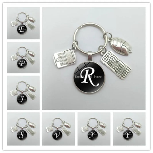 A-Z Letter Laptop Mouse Keyboard Keychain