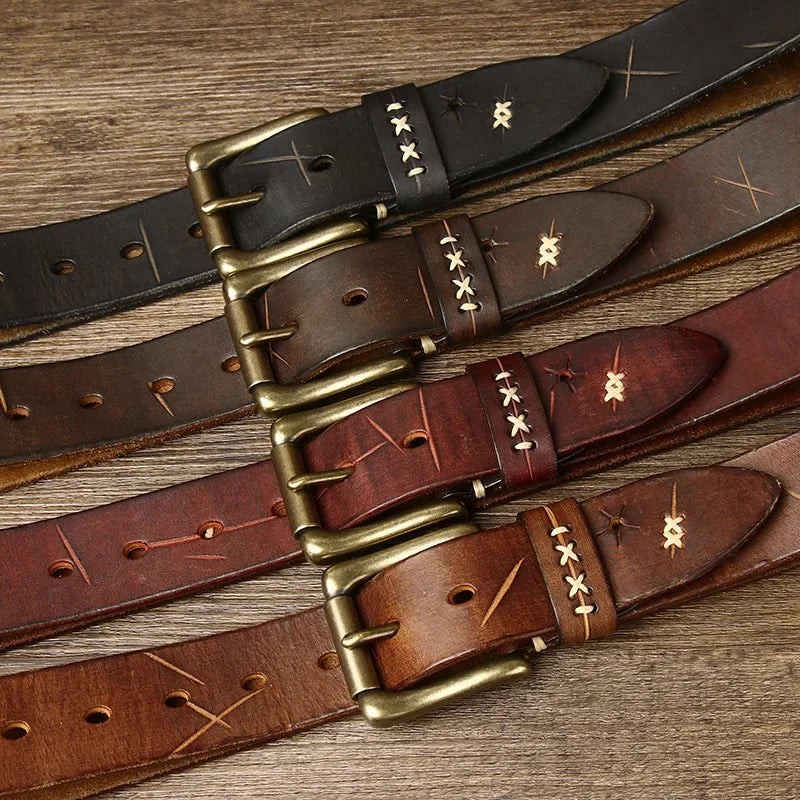 Vintage Genuine Leather Pin Buckle Belts