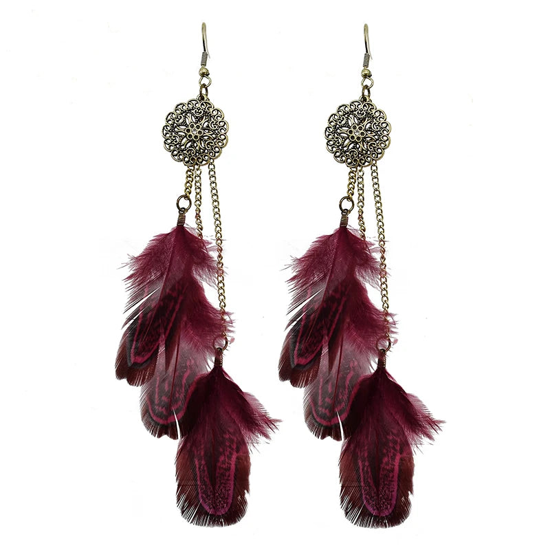 Vintage Bohemian Feather Earrings