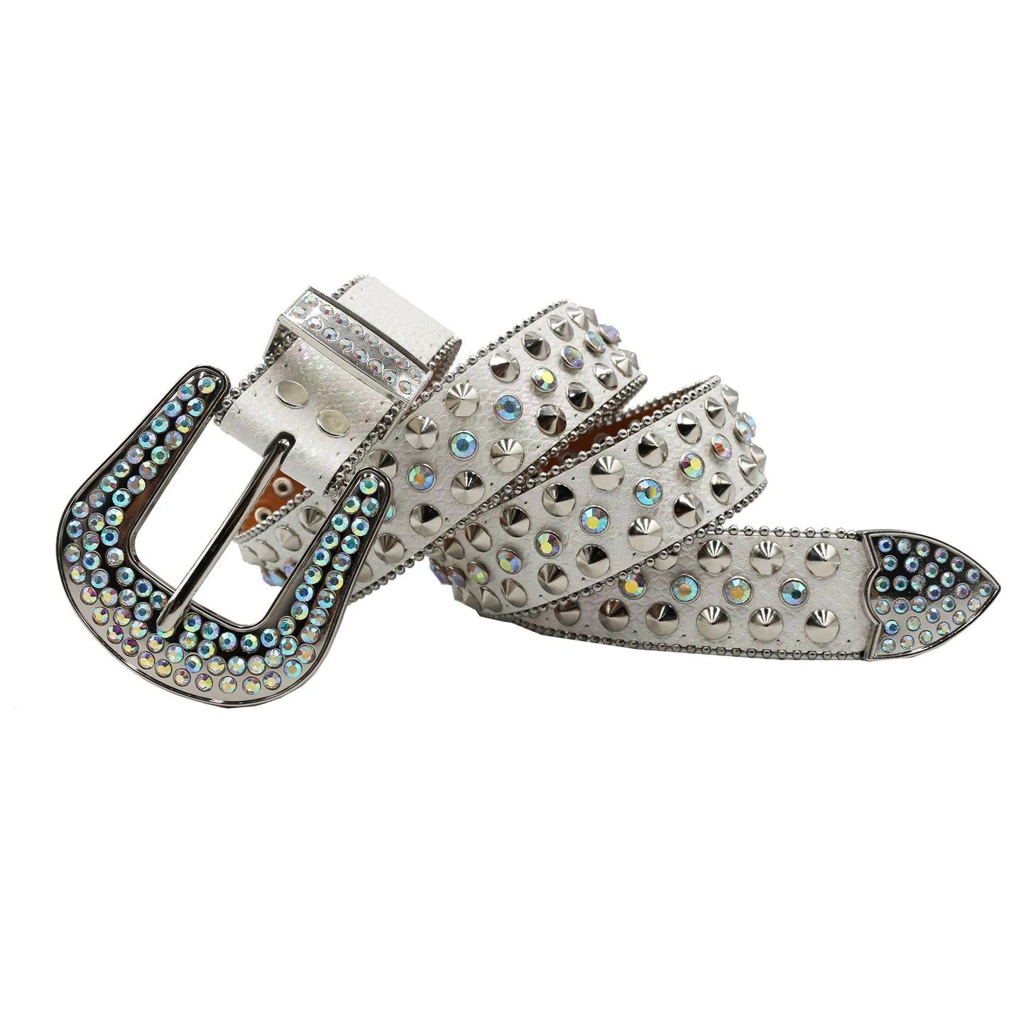 Diamond Rhinestone Studded Pin Buckle Belt