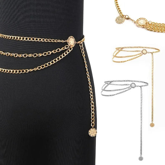 Retro Chain Multilayer Long Tassel Belts