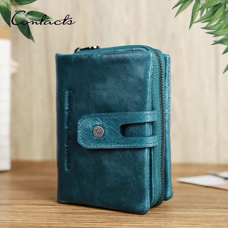 Genuine Leather Short Bifold Purses