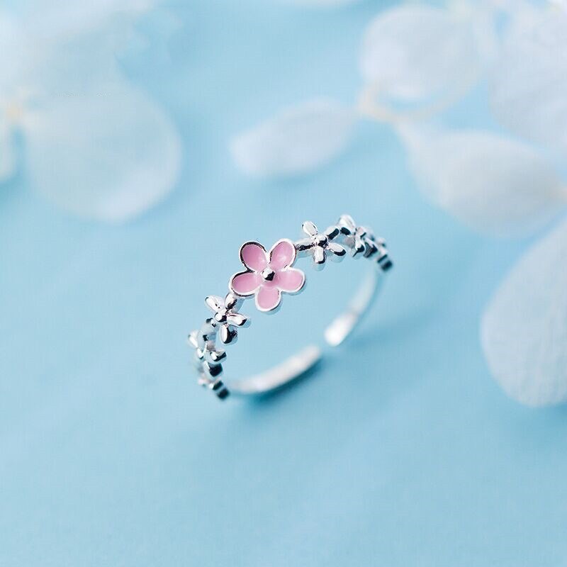 Flower Adjustable Korean Enamel Rings