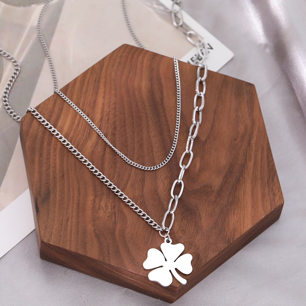 Stainless Steel  Bohemian Clover Kpop Necklace