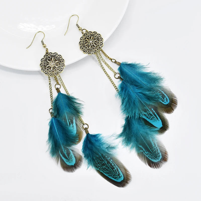 Vintage Bohemian Feather Earrings