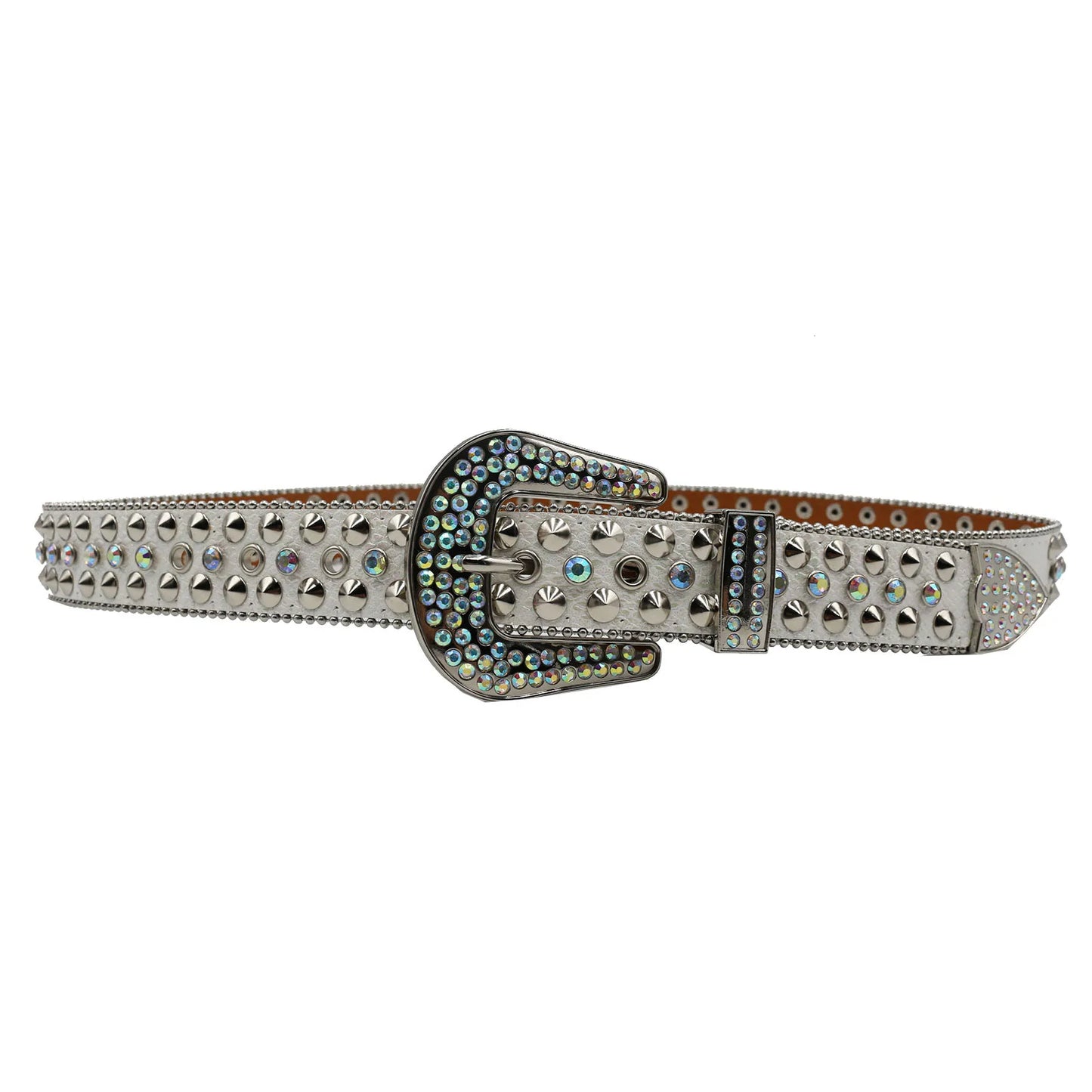 Diamond Rhinestone Studded Pin Buckle Belt