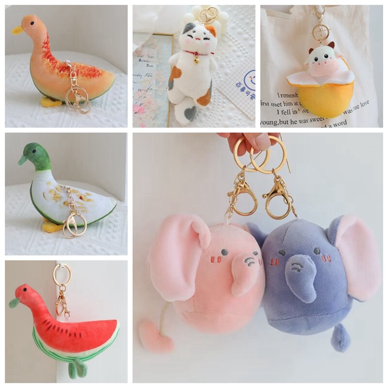 Kawaii Cat Duck Keychain  Plush Doll