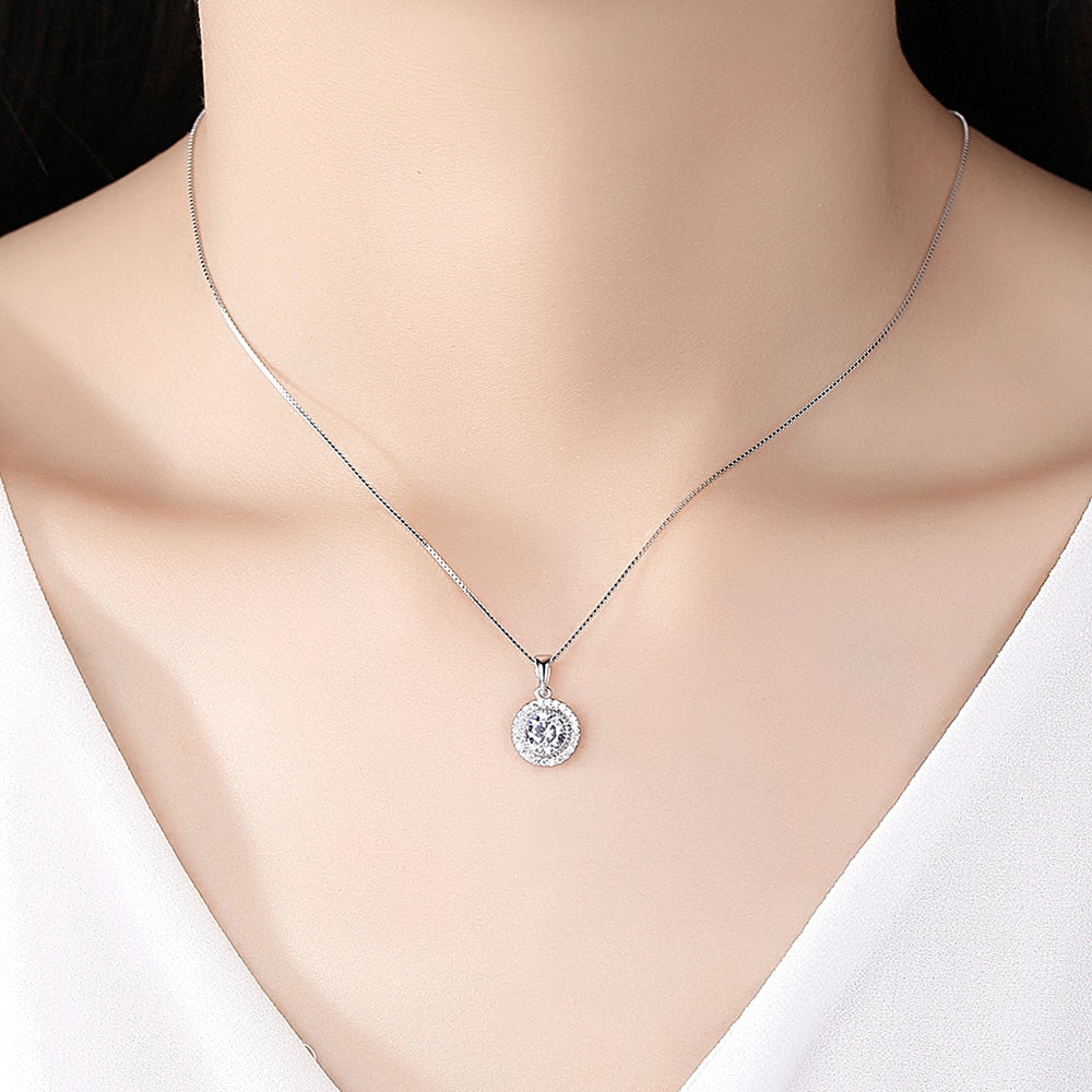 925 Silver Tiny CZ Pendants Necklace