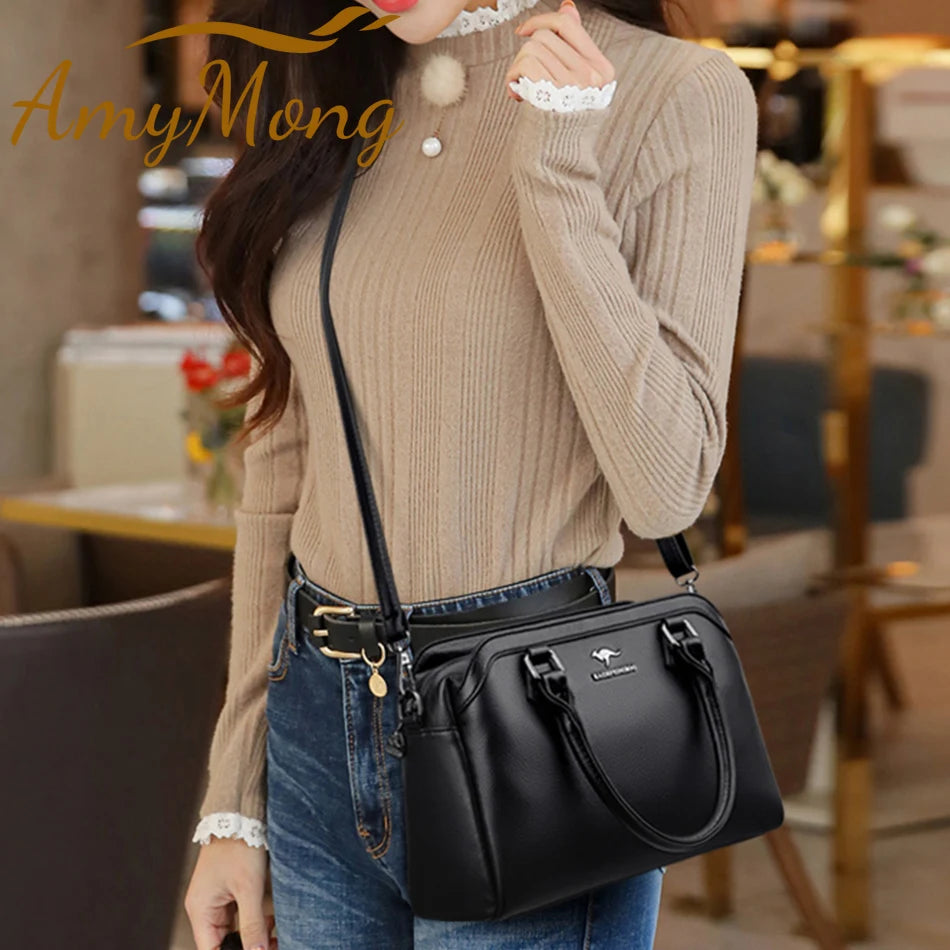 Multi-pocket Genuine Leather Shoulder Bag