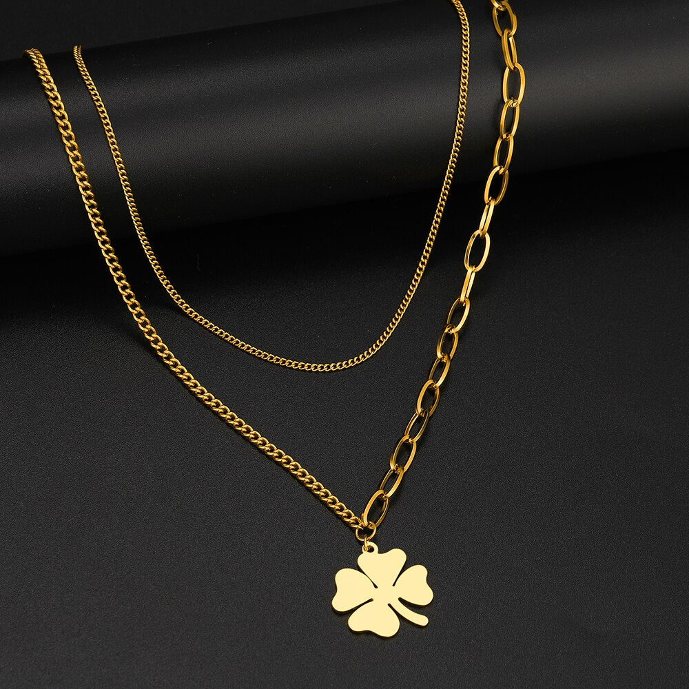 Stainless Steel  Bohemian Clover Kpop Necklace