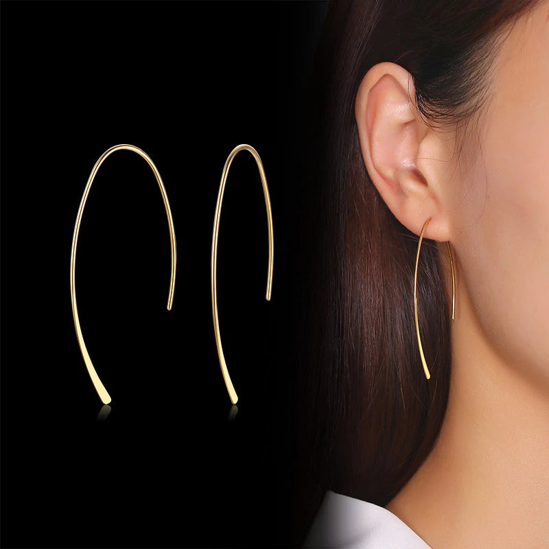 Stainless Steel Minimalist Geometric Hoop Earrings