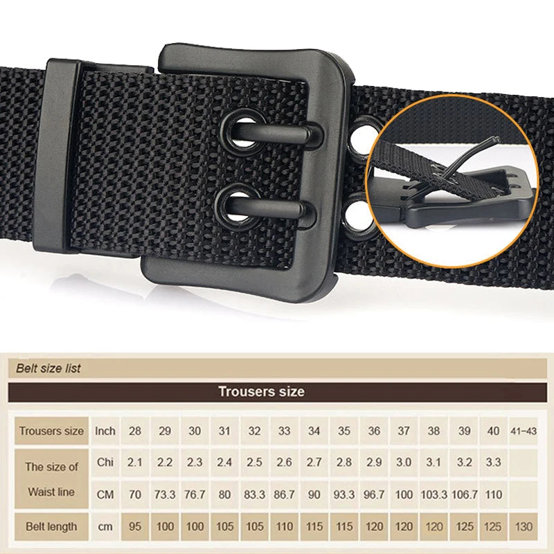 Canvas Belt Men Metal Double Pin Buckle