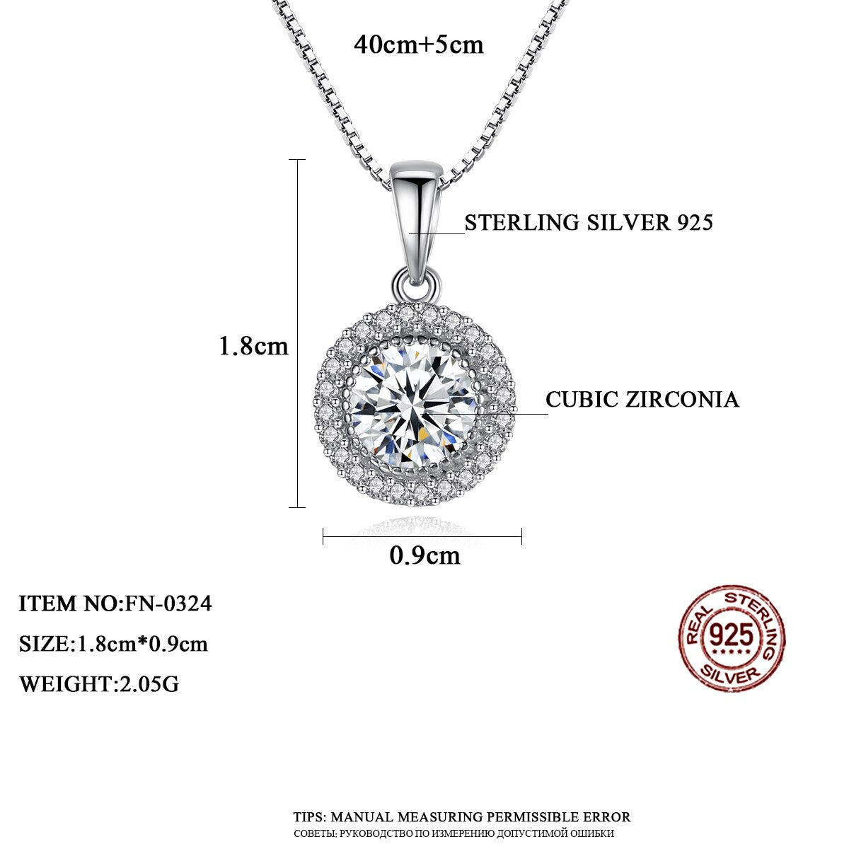 925 Silver Tiny CZ Pendants Necklace