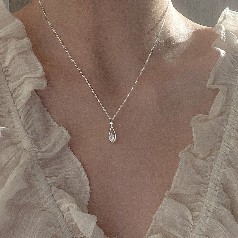 Double Hollow Heart Korean Necklace