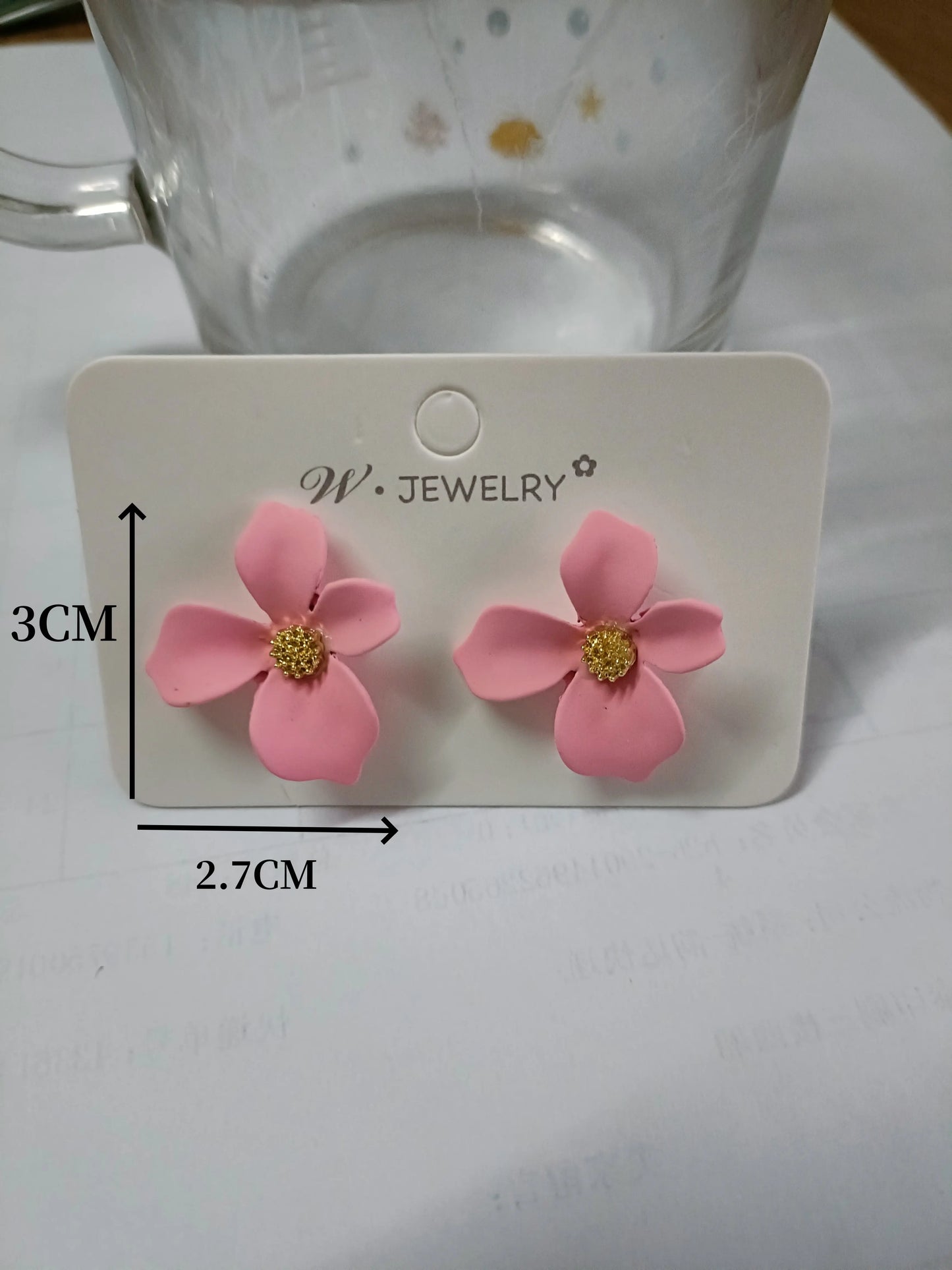 925 Silver Needle Red Petals Earrings