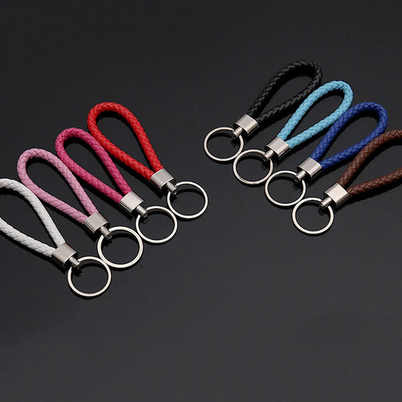 Pu Leather Braided Woven Rope Keychains