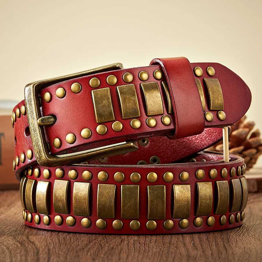 Punk Rock Geometry Pattern Studded Belts