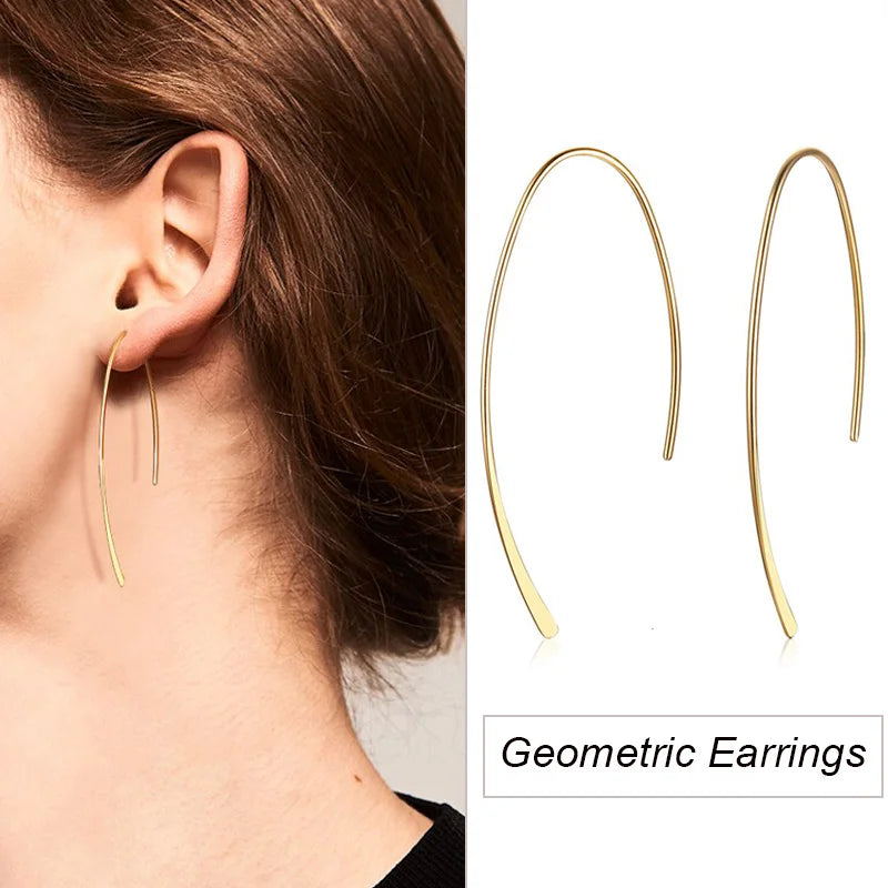 Stainless Steel Minimalist Geometric Hoop Earrings