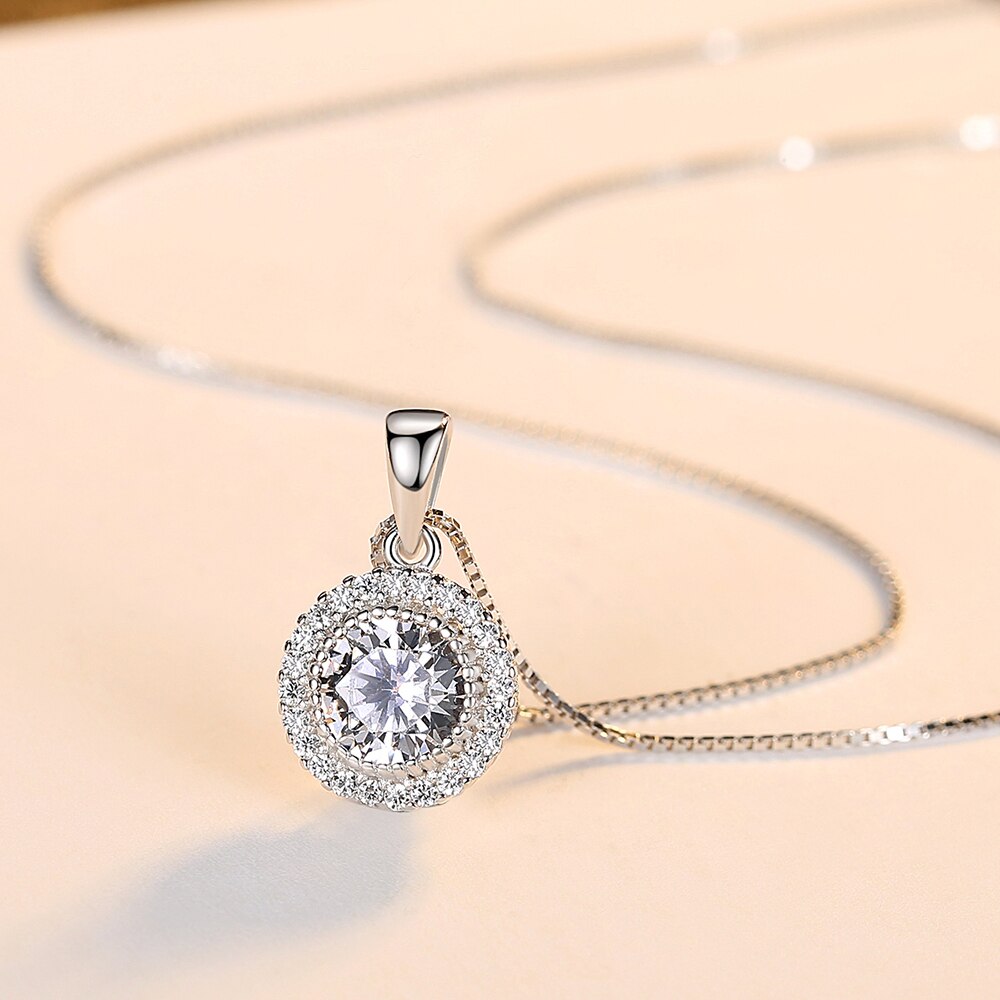 925 Silver Tiny CZ Pendants Necklace