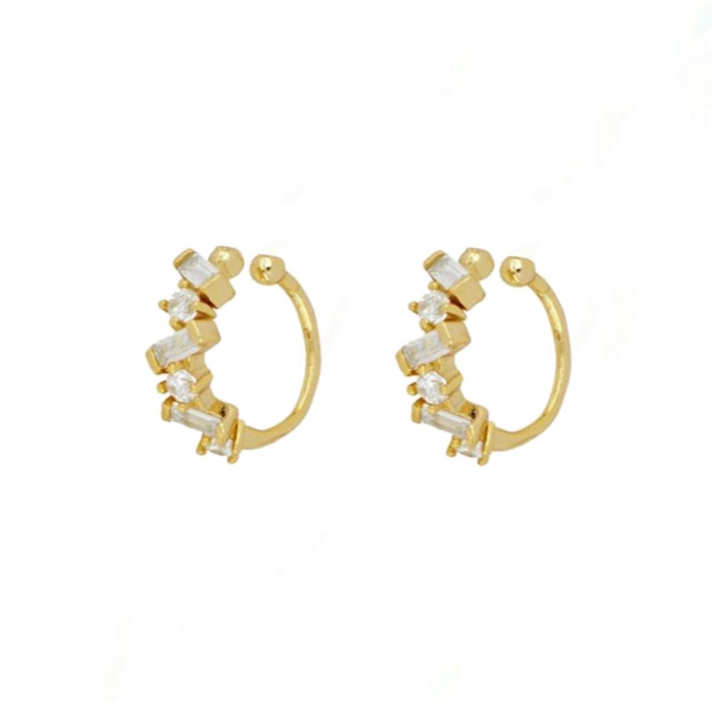 Boho Zircon Clip Stud Hoop Earrings