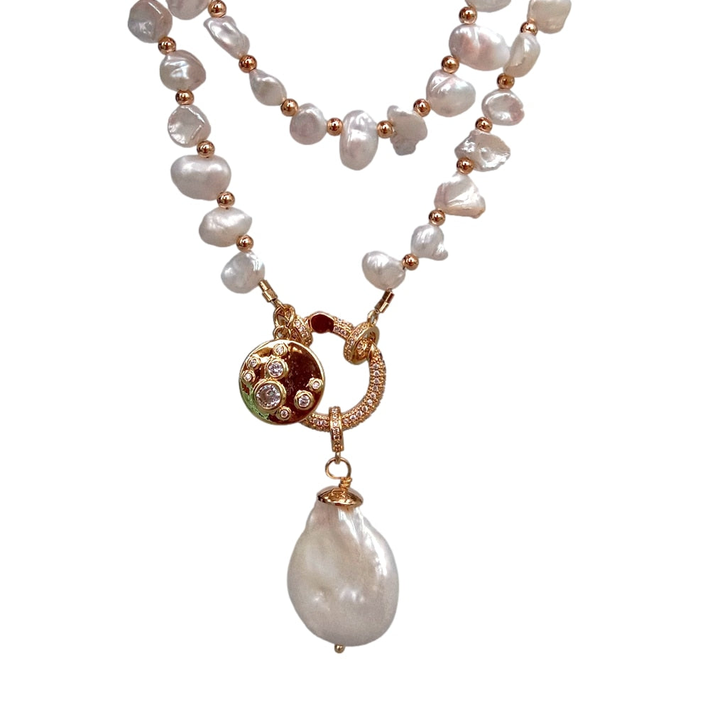 Cultured White Keshi Pearl Necklace