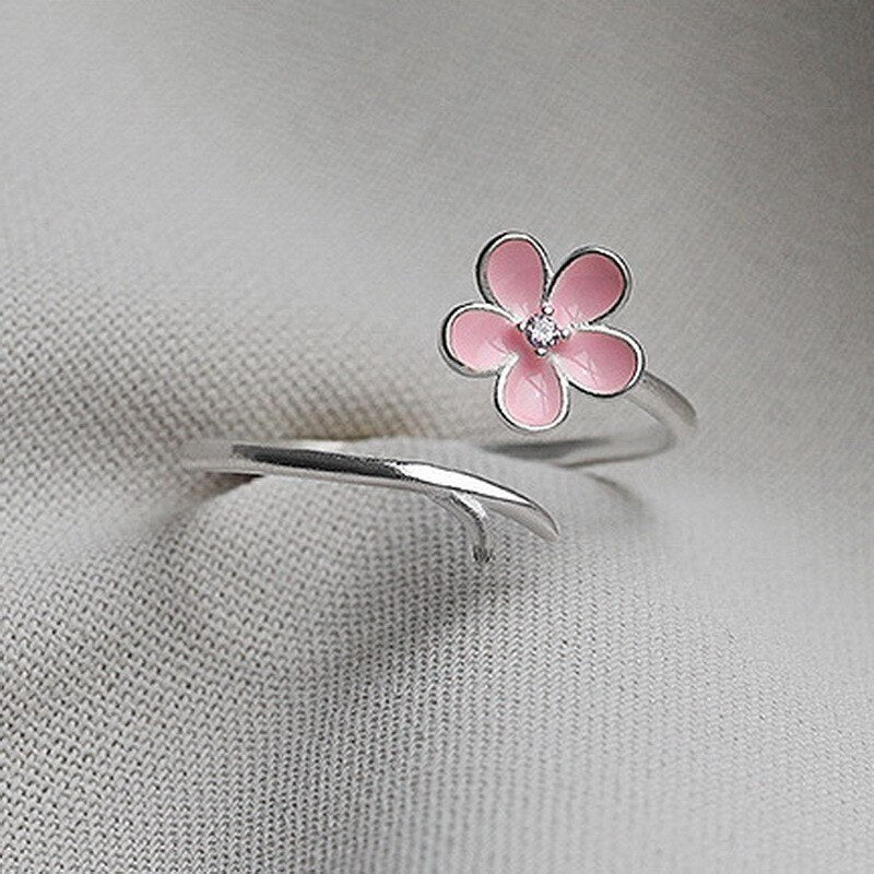 Flower Adjustable Korean Enamel Rings