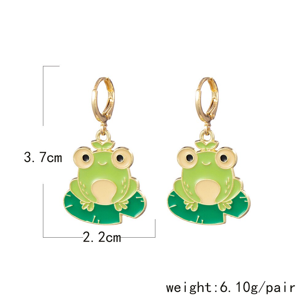 Enamel Frog  Pierced  Earrings