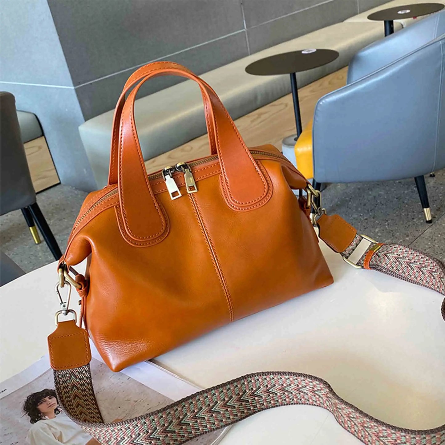 Genuine Leather Luxury Retro Handbag