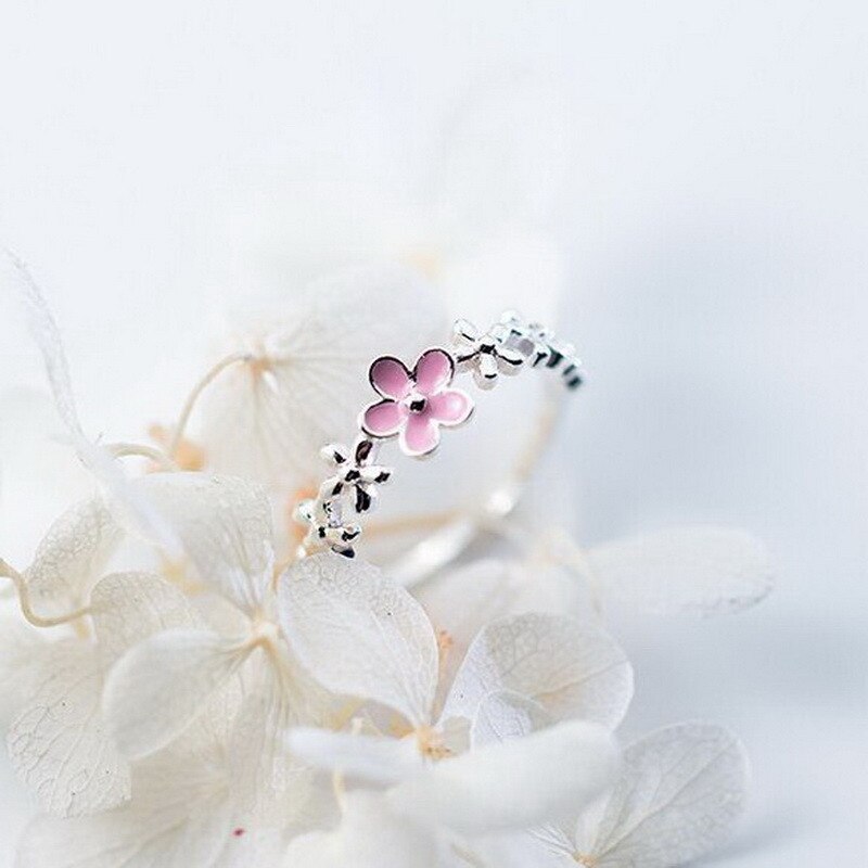 Flower Adjustable Korean Enamel Rings