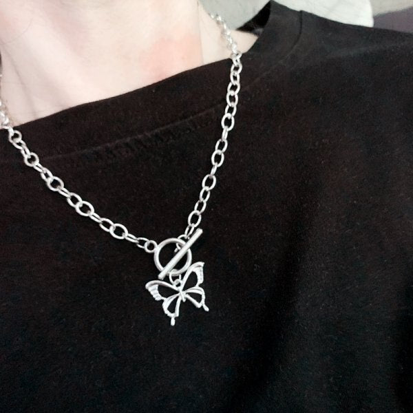 Double Hollow Heart Korean Necklace