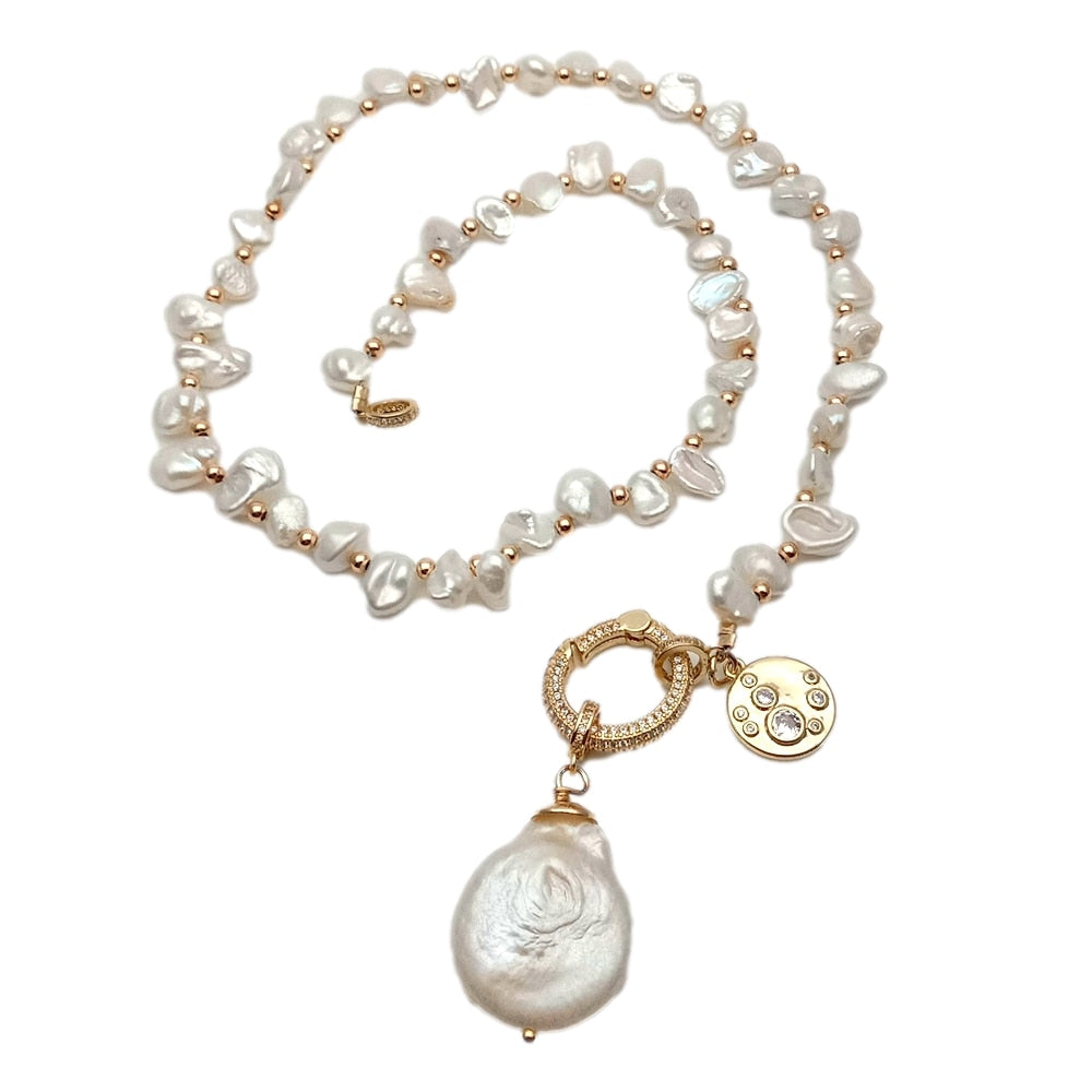 Cultured White Keshi Pearl Necklace