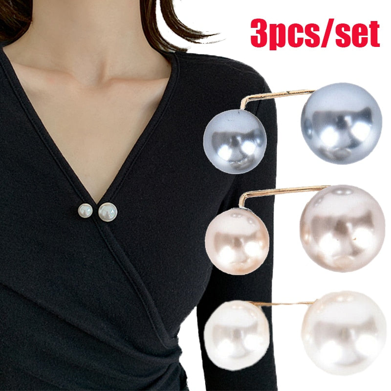 Double Pearl Brooch Charm Safety Pin