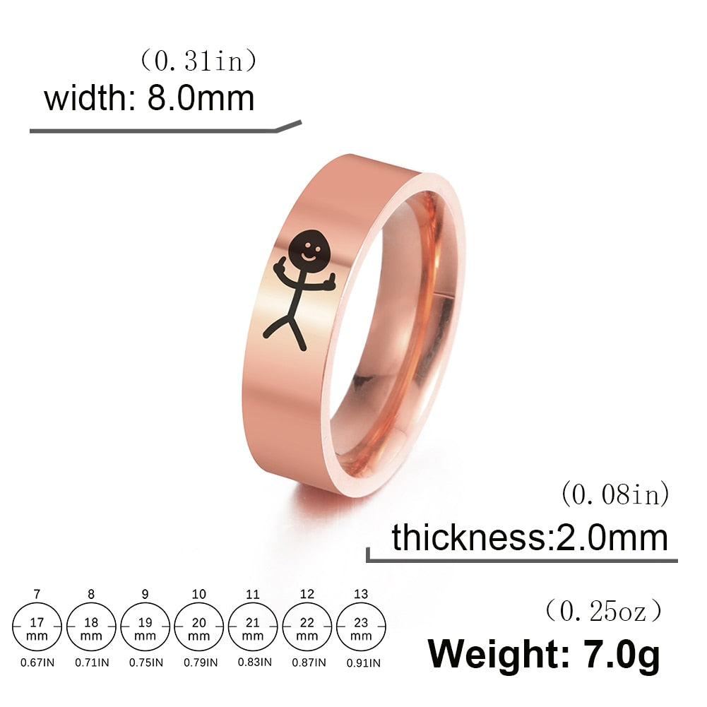 Middle Finger Stickman Ring Hip Hop Rings