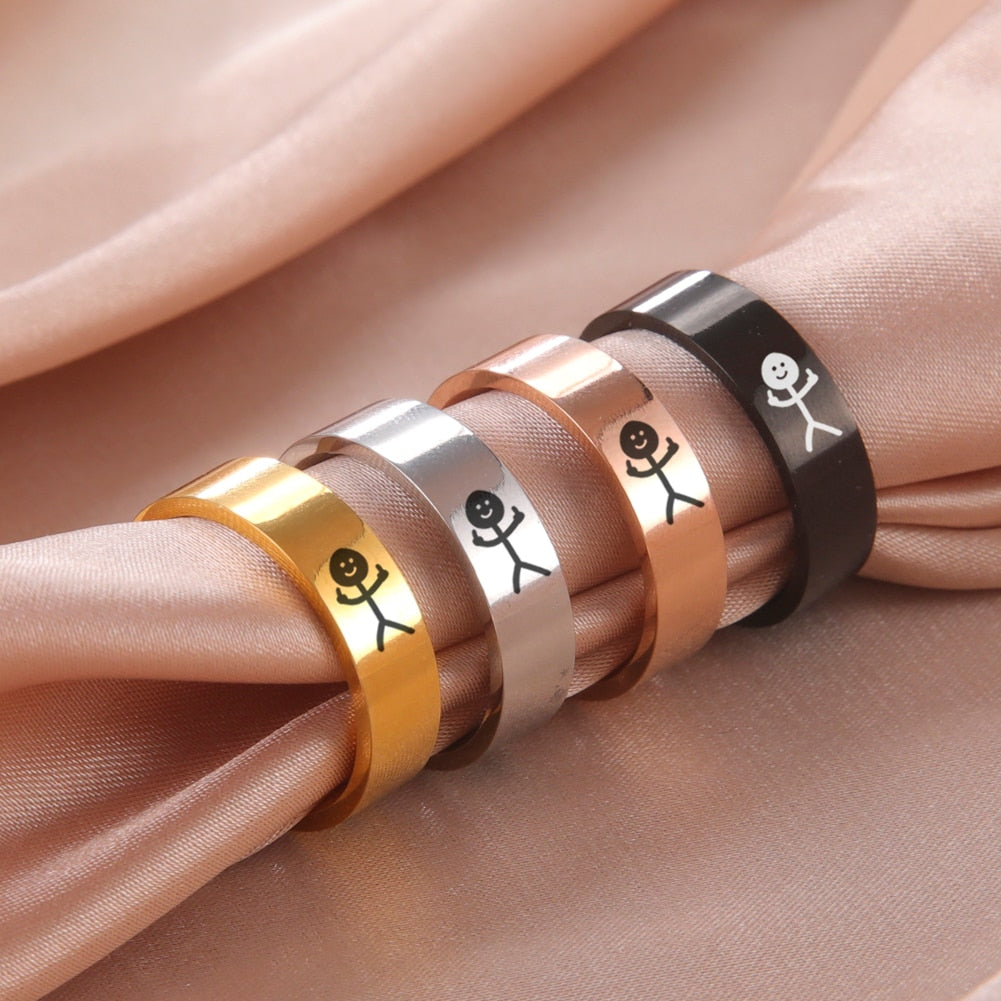 Middle Finger Stickman Ring Hip Hop Rings