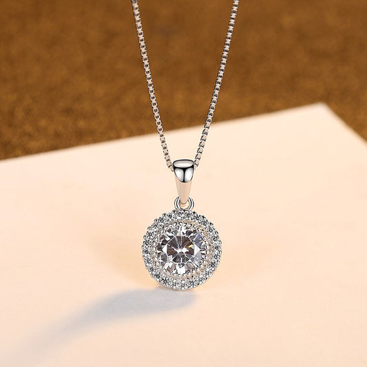 925 Silver Tiny CZ Pendants Necklace