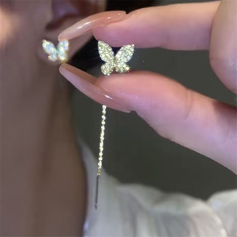 CZ Butterfly Golden Butterfly Earrings