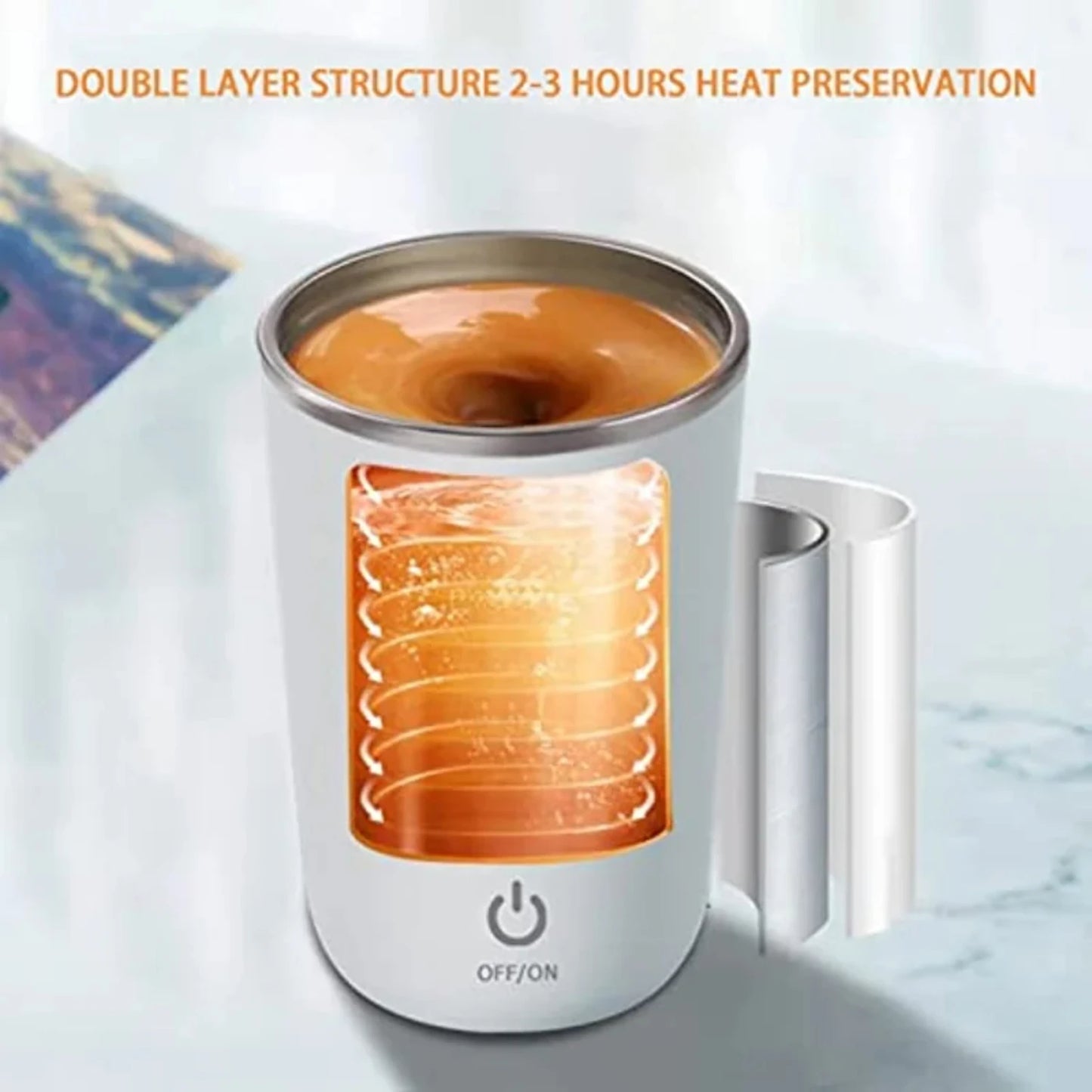 Smart Stainless Steel USB Rechargeable Self Stirring Coffee