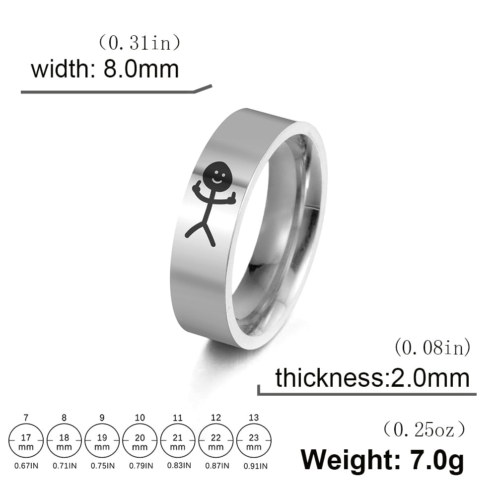 Middle Finger Stickman Ring Hip Hop Rings