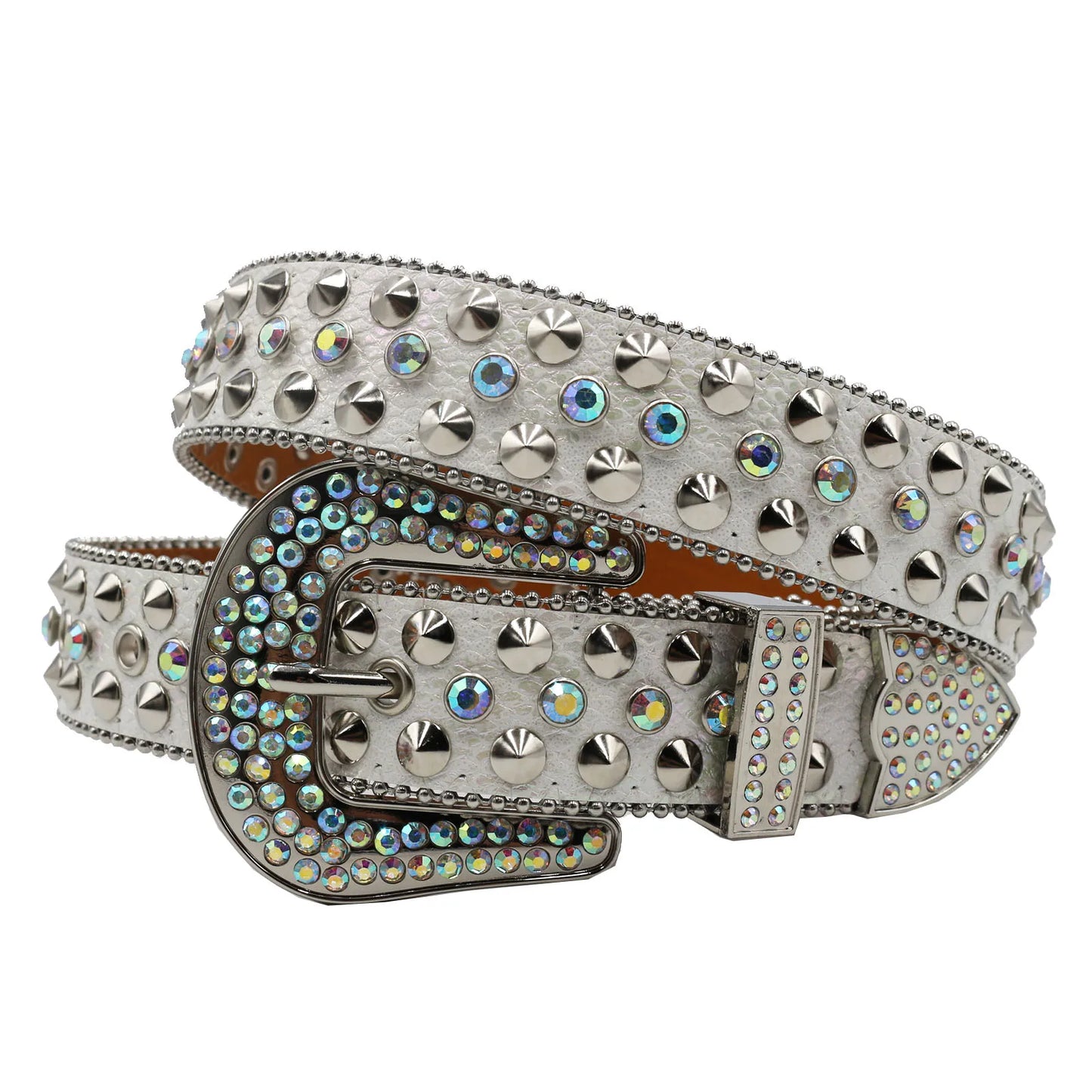 Diamond Rhinestone Studded Pin Buckle Belt