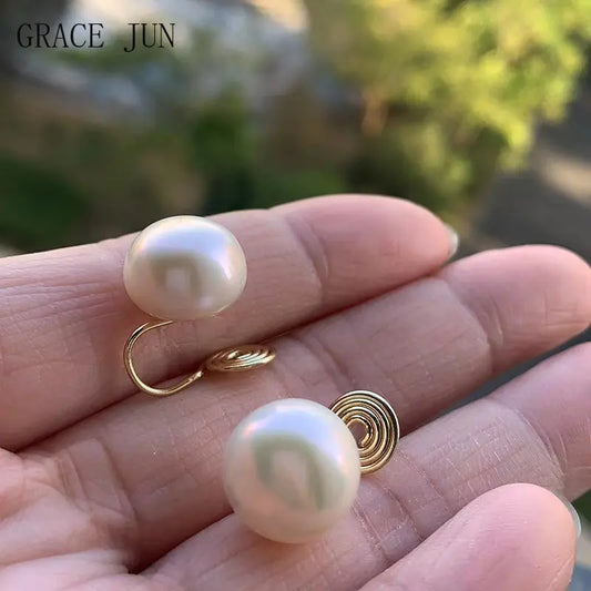 Freshwater Pearls Stud Clip on Earrings