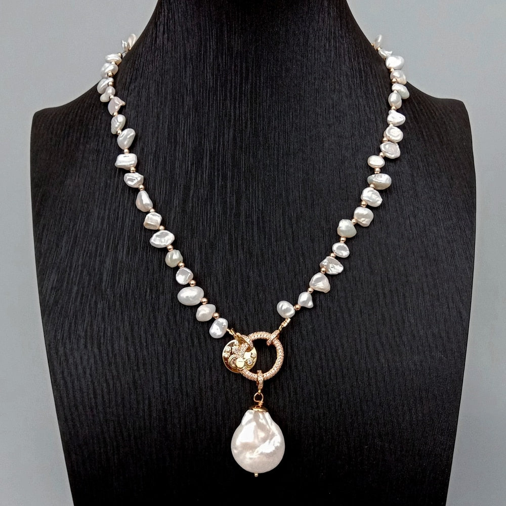 Cultured White Keshi Pearl Necklace