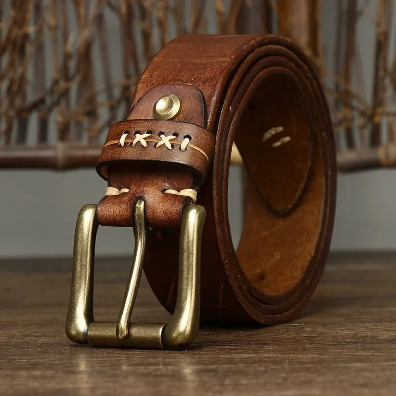 Vintage Genuine Leather Pin Buckle Belts