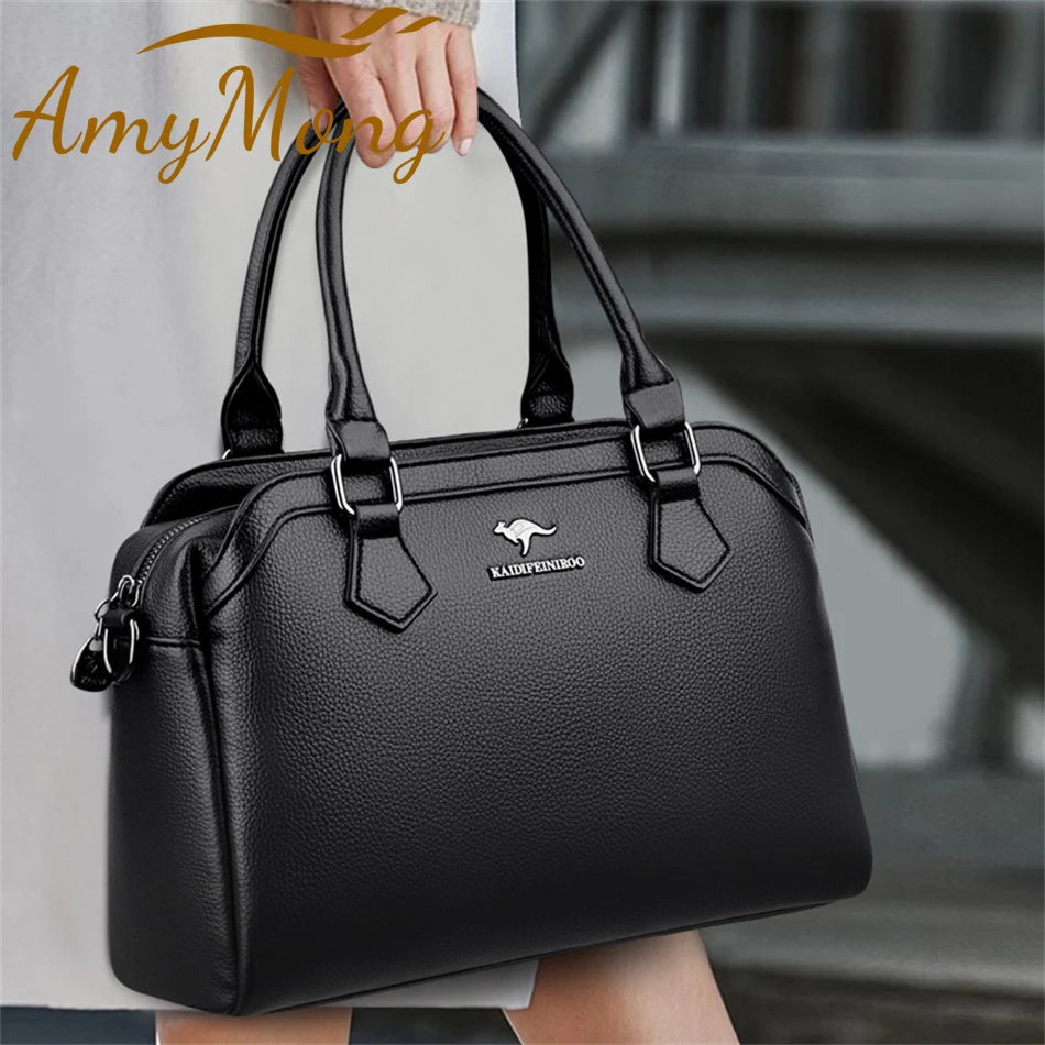 Multi-pocket Genuine Leather Shoulder Bag