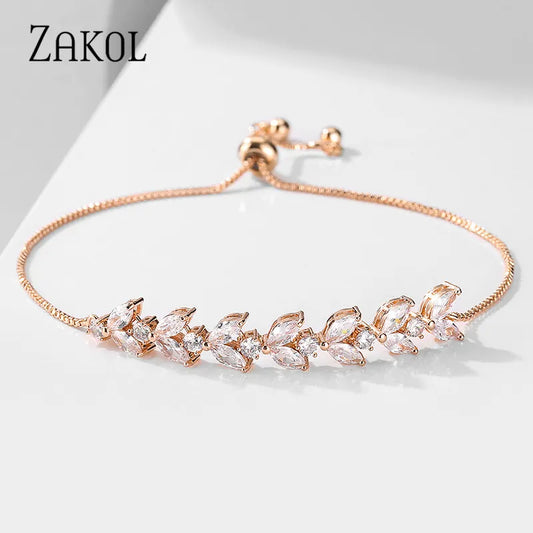 Leaf Zircon Adjustable Bracelets